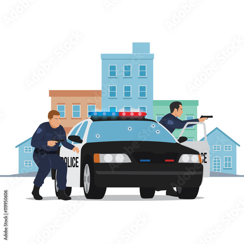 Police Officer Open Fire on Car. Police Shootout.