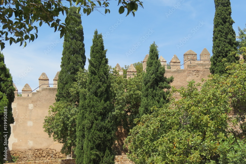 Espagne - Andalousie - Malaga - Remparts du Chateau de Gilbralfaro