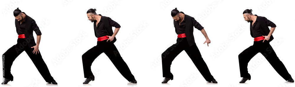 Fototapeta premium Spanish dancer in various poses on white