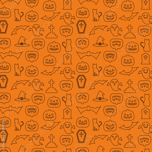 ハロウィン パターン 壁紙 背景 線画イラスト オレンジ 黒 Stock Vector Adobe Stock ハロウィン パターン 壁紙 背景 線画イラスト オレンジ 黒 Stock Vector Adobe Stock