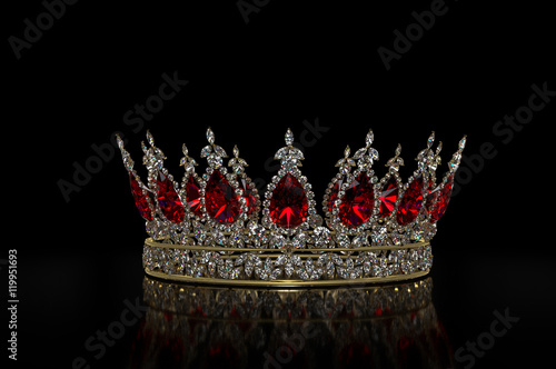 Diamond & Ruby Crown
A jewel encrusted crown, isolated on black. The crown features many marquise diamonds and features large, oval rubies.