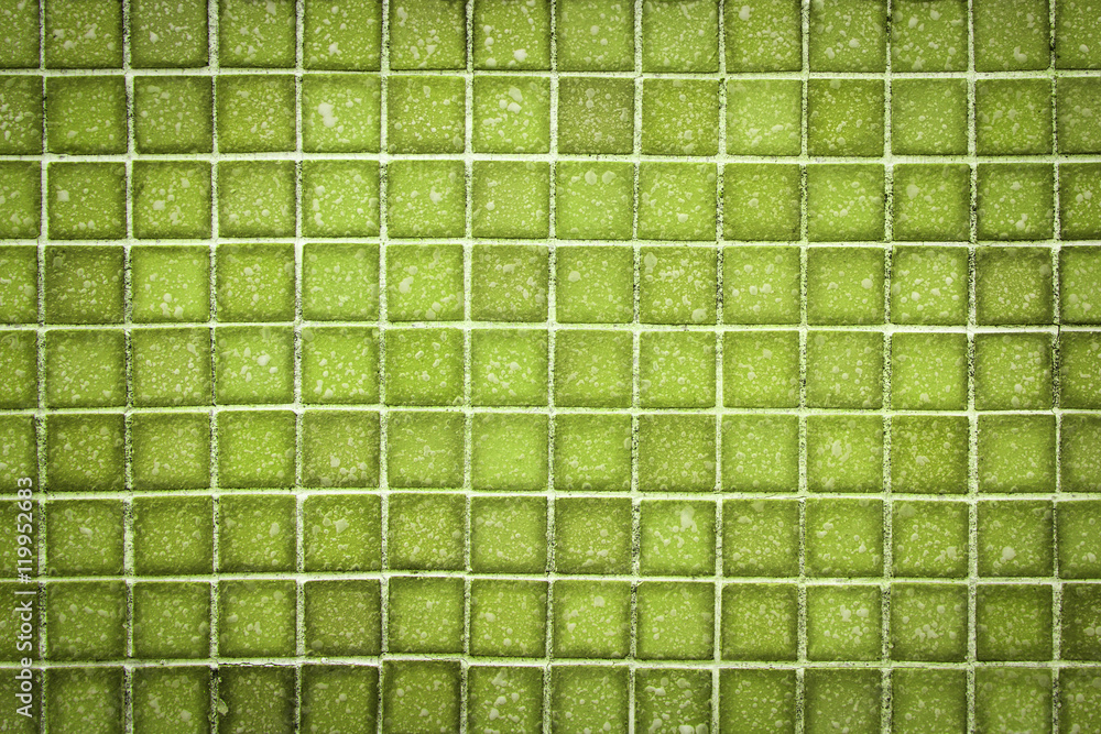 Green mosaic wall