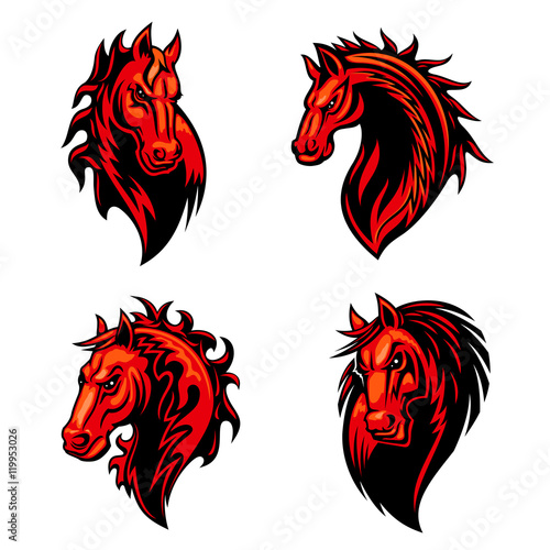 Fire flaming horse head for mascot design