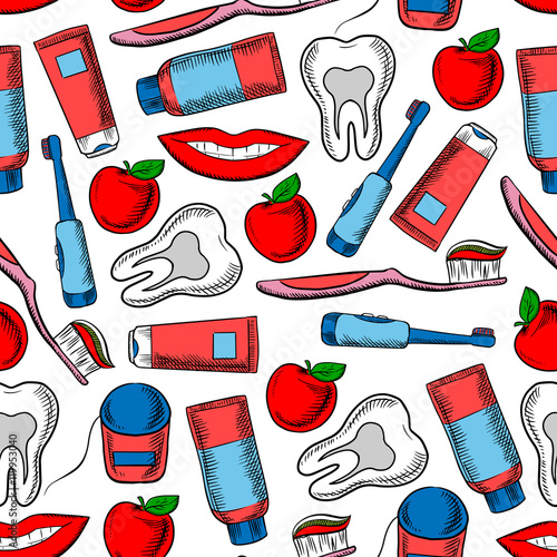 Dental health and dentistry seamless pattern