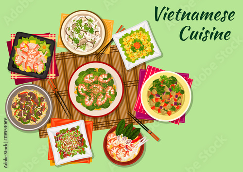 Vietnamese cuisine oriental dishes icon