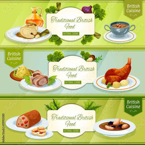 British cuisine banner for restaurant menu design