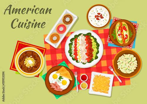Typical dishes of american cuisine dinner icon