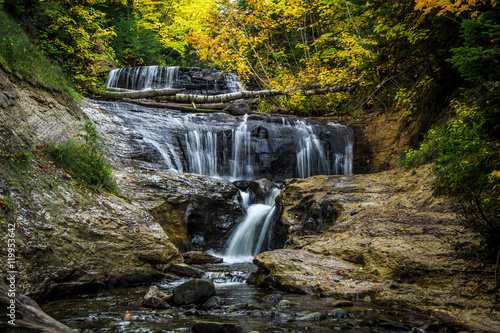 Sable Falls.  Waterfall in the Pictured Rocks National Lakeshore in Munising  Michigan. Pictured Rocks is located in the Upper Peninsula and is one of two designated national lakeshore in Michigan.