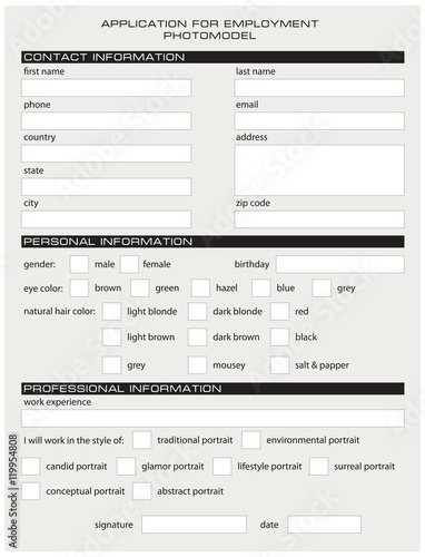 Application for photo model