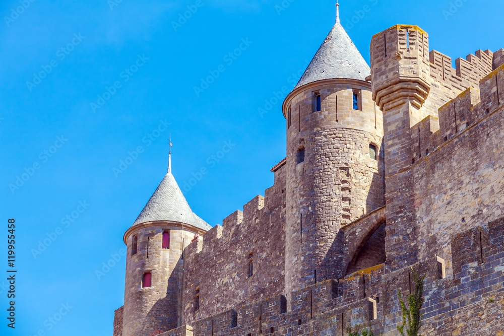 Towers of Medieval Castle, Carcassonne Towers of Medieval Castle, Carcassonne