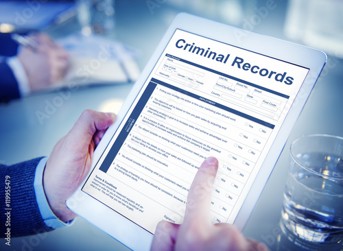Criminal Records Insurance Form Graphic Concept photo