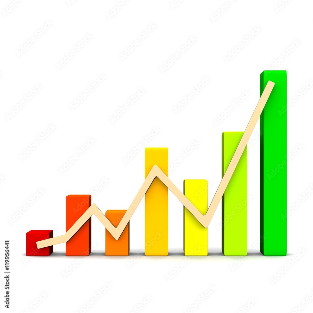 Business diagram graph with arrows. 3d rendering Business diagram graph with arrows. 3d rendering
