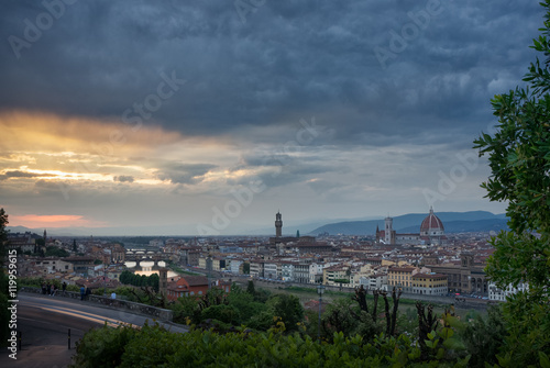 Grey sky over Florence at sunset