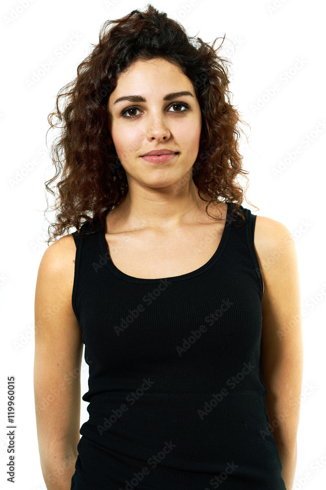 Young woman pose with curly hair Young woman pose with curly hair