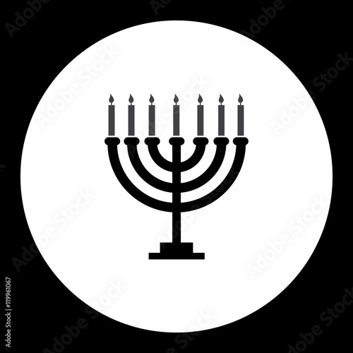 black isolated Jewish candelabrum with seven candles eps10