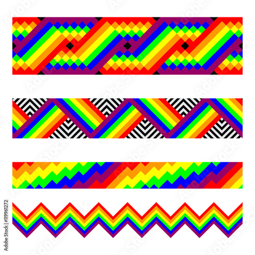 Vector seamless brushes in rainbow colors.
