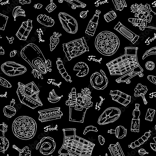Pattern on the theme of food on black color