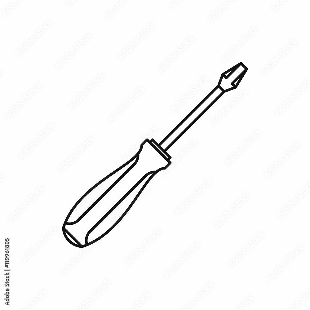 Obraz premium Screwdriver icon in outline style isolated on white background vector illustration