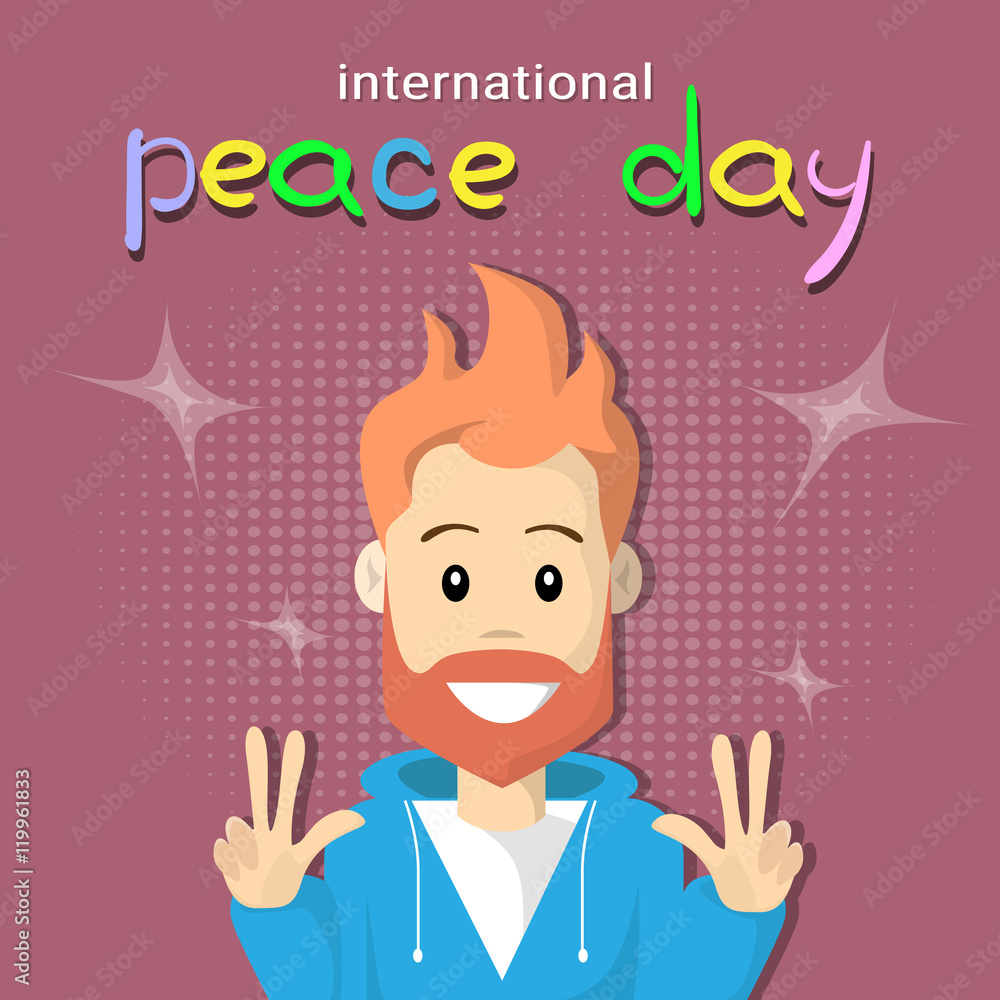 Man Hipster Hand Point Two Finger Up International Peace Holiday Poster Man Hipster Hand Point Two Finger Up International Peace Holiday Poster