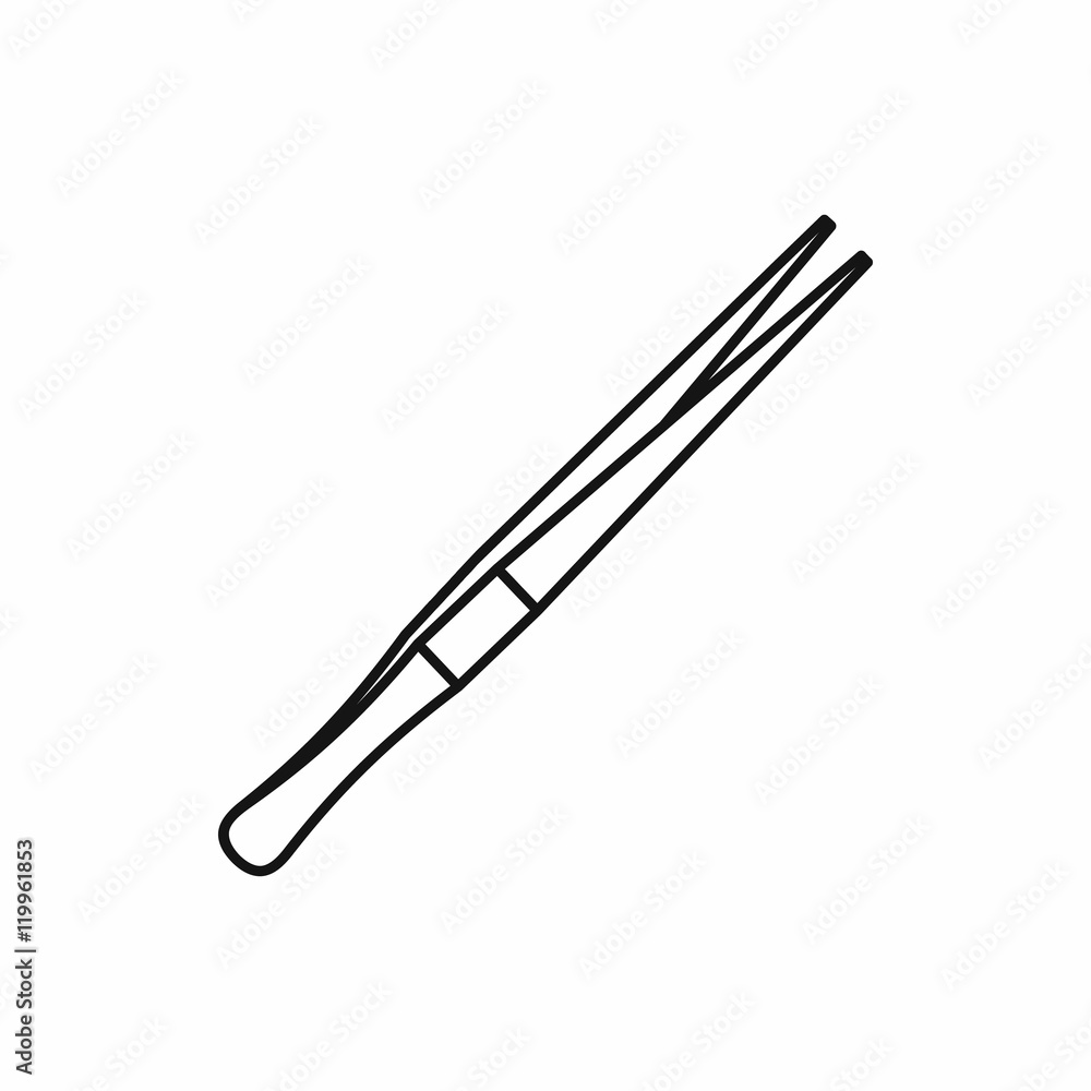 Tweezers icon in outline style isolated on white background vector illustration Tweezers icon in outline style isolated on white background vector illustration