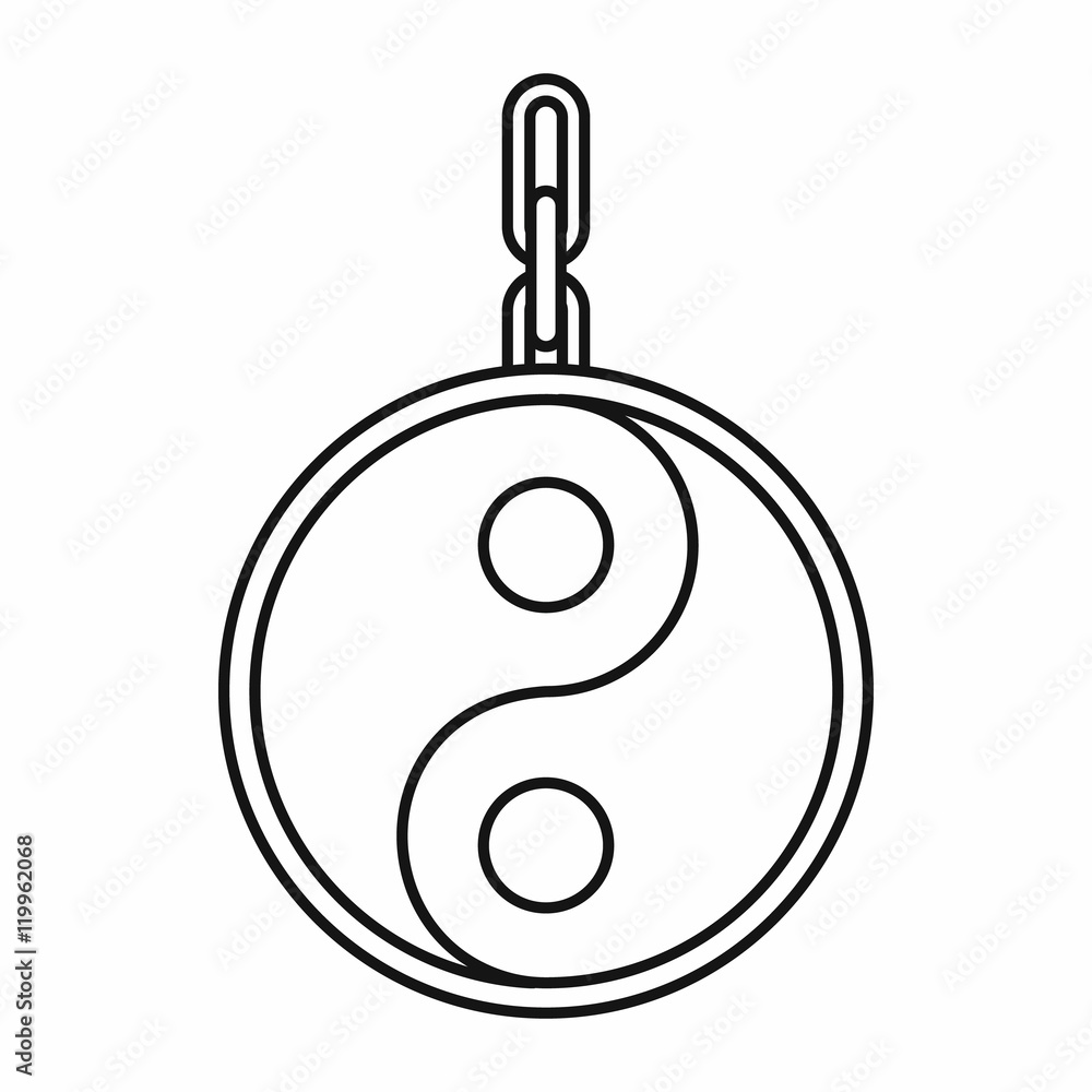 Ying yang symbol of harmony icon in outline style isolated on white background vector illustration Ying yang symbol of harmony icon in outline style isolated on white background vector illustration