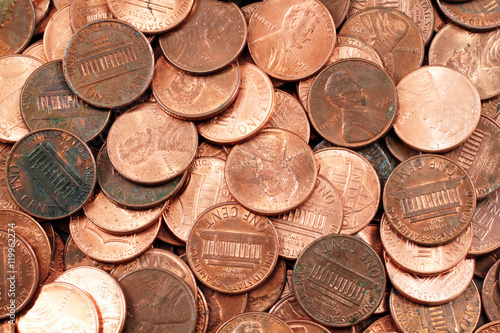 American Pennies Close Up photo