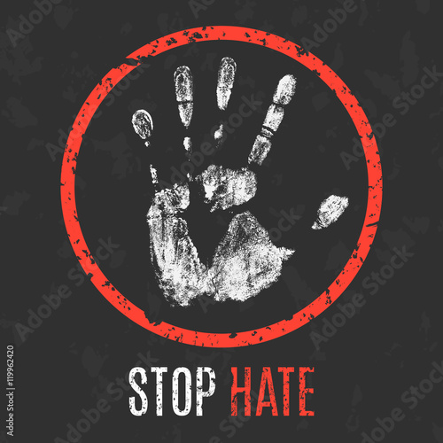 Vector. Negative human emotions. Stop hate.