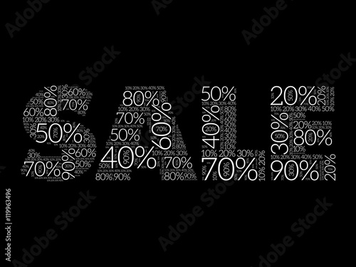 Sale percents composed in word cloud collage, business concept