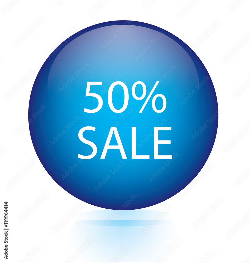 Sale fifty percent blue circular button Sale fifty percent blue circular button