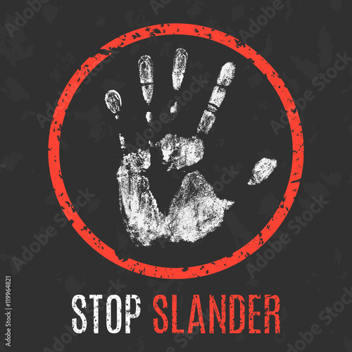 Vector illustration. The bad character traits. Stop slander.