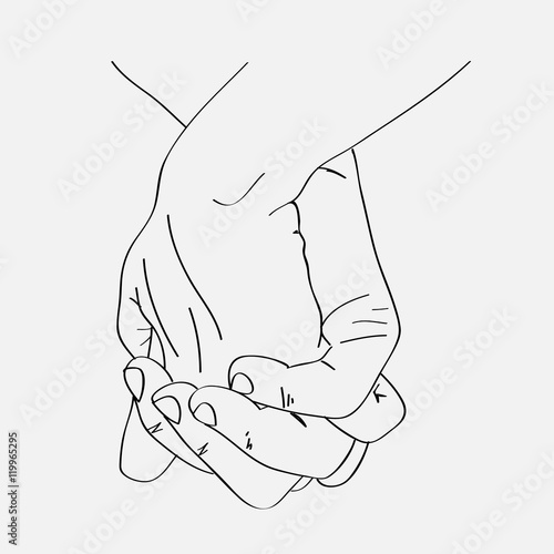 Sketch of the hands. Vector illustration.