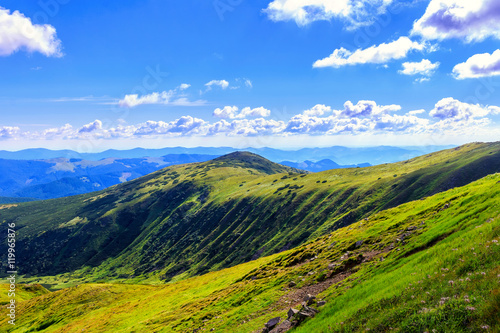 Picturesque Carpathian mountains landscape,view from the height, Ukraine