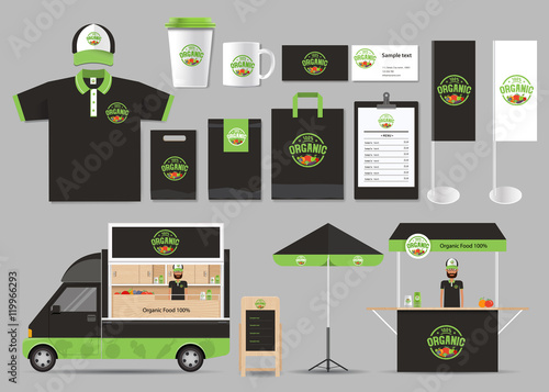organic food  brading  identity mock up template with logo design  for restaurant and food shop