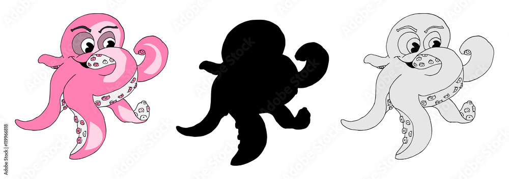 Obraz premium Octopus of inktvis cartoon