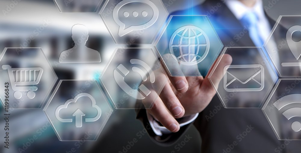 Businessman using modern digital applications interface Businessman using modern digital applications interface