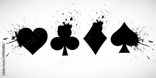 The suits of the deck of playing cards on a background of splashing Fototapet