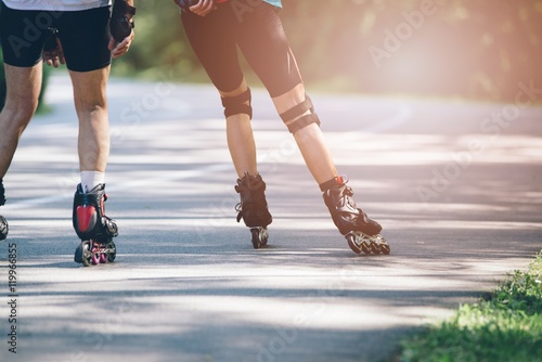 Valokuva Rollerblading on asphalt road.