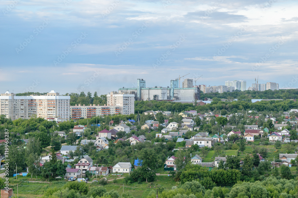 Obraz premium Panoramic cityscape with individual houses
