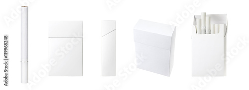 cigarette and pack of cigarettes with clip path. photo image