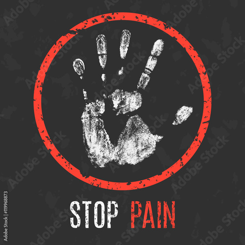 Vector illustration. Human diseases. Stop pain.