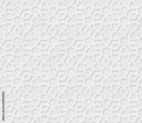 Arabesque Abstract Floral Pattern with Grunge Light Grey Background, Vector Illustration