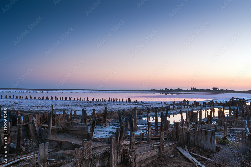 Fototapeta premium sunrise on salt field