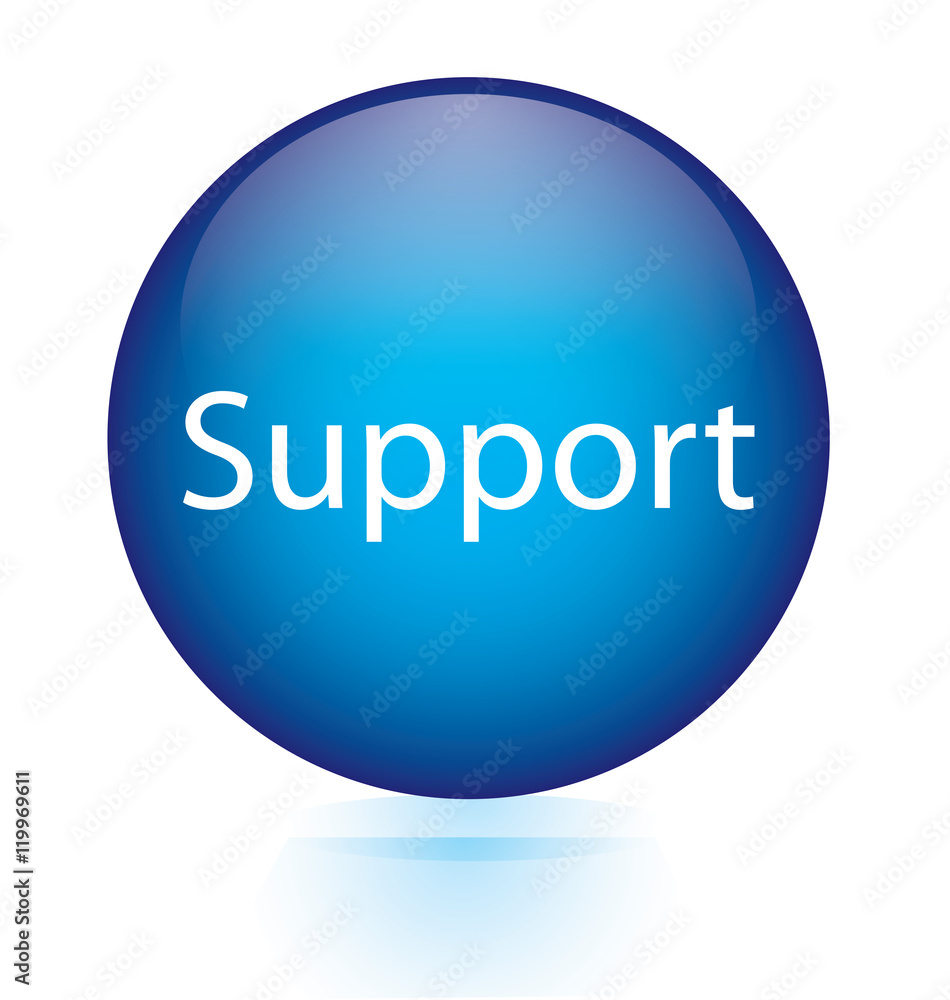 Support word blue button Support word blue button