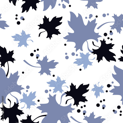 Autumn seamless pattern with colorful maple leaf fall. Vector clip art.