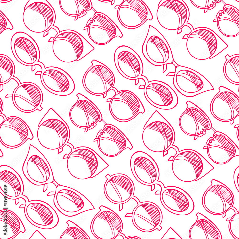 Seamless sketch pink sunglasses Seamless sketch pink sunglasses