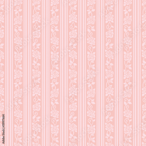 薔薇　縦ストライプ　ピンク背景