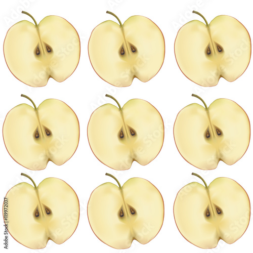 Apples in a section on white background