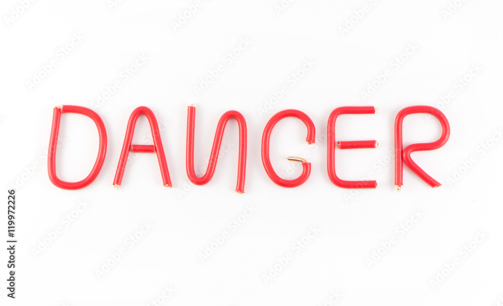 Plakat Word danger of the wires