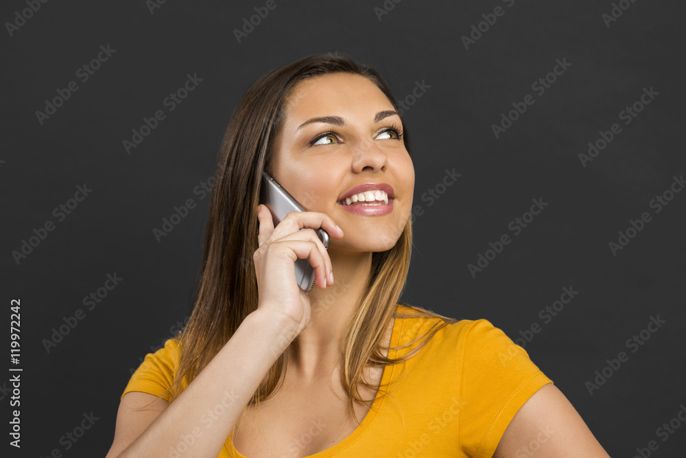 Woman talking at phone Woman talking at phone