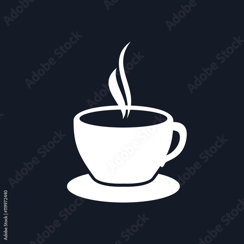 Cup of Tea, a Cup of Coffee Isolated on Black Background, Vector Illustration